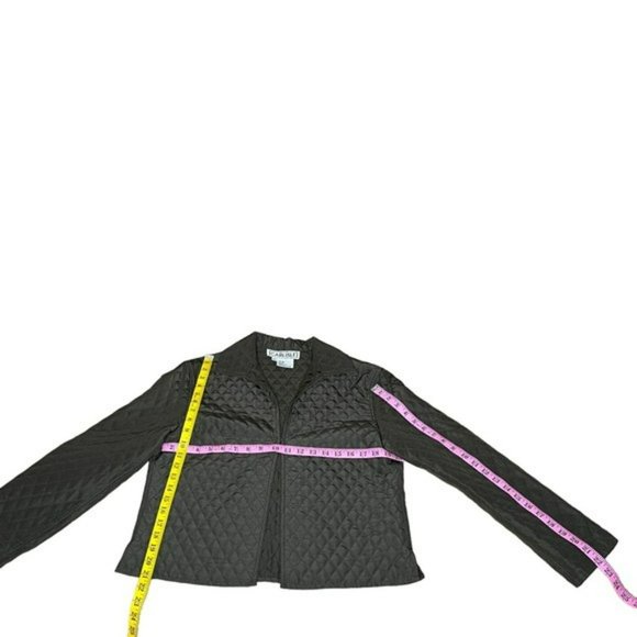 Carlisle Olive Green Silk Wool Lightweight Quilt Open Jacket Blazer Size 2 - Picture 8 of 9